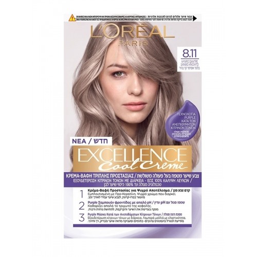 L'Oreal Paris Excellence Cool Creme 8.11 Ψυχρό Σαντρέ Ξανθό Ανοιχτό 48ml